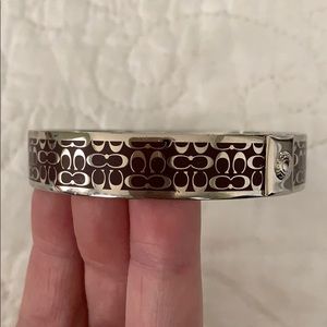 Coach Silver and Brown signature bangle euc